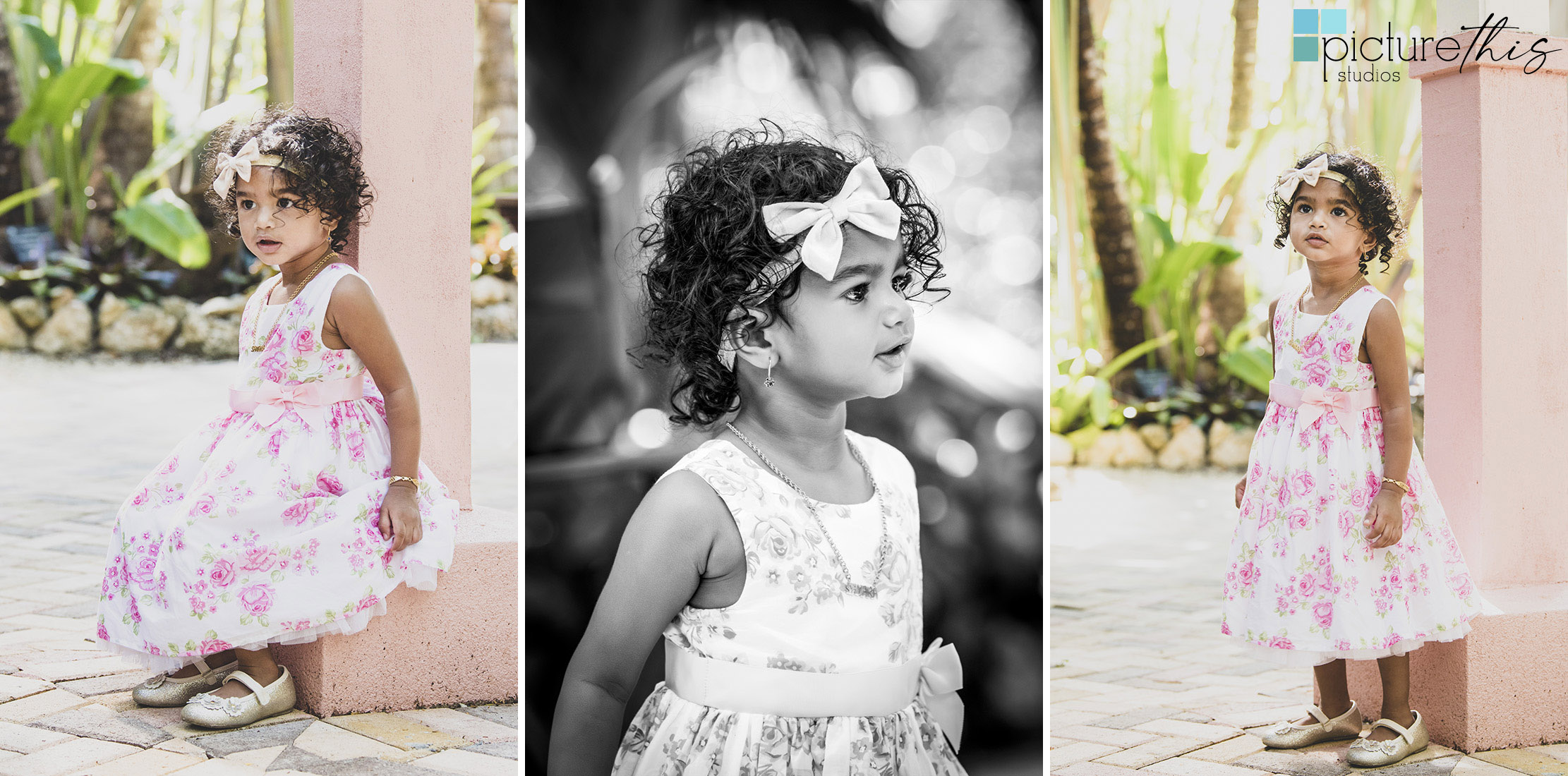 This beautiful little two year old celebrated with family portraits at The Cayman Islands Botanical Park by Heather Holt Photography with Picture This Studios