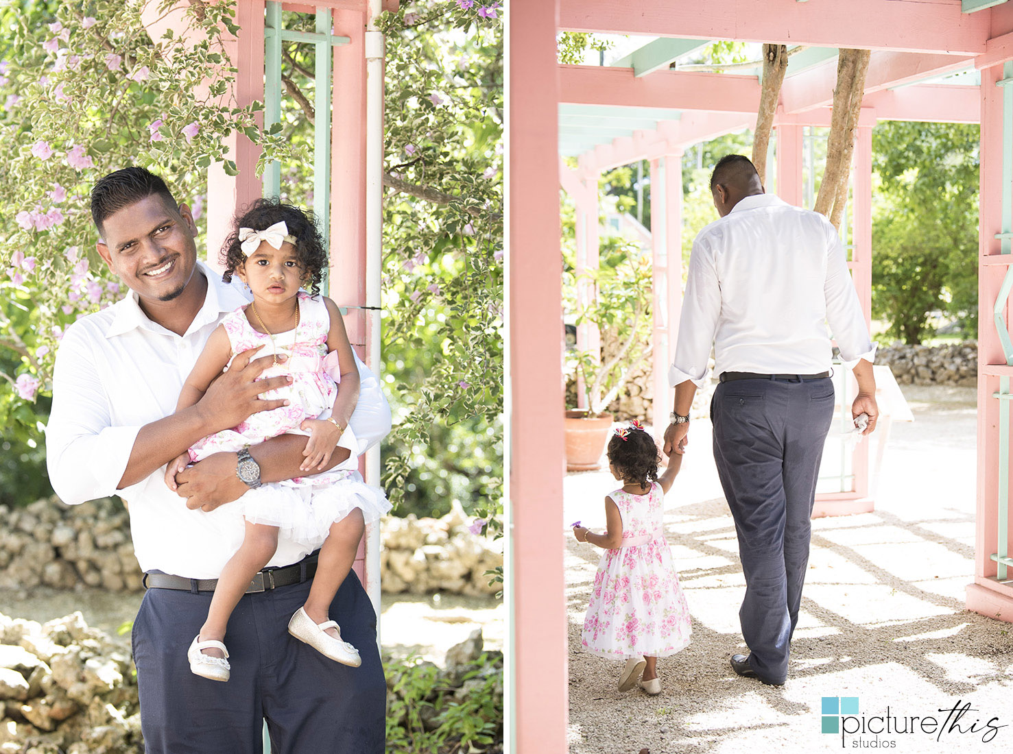 This beautiful little two year old celebrated with family portraits at The Cayman Islands Botanical Park by Heather Holt Photography with Picture This Studios