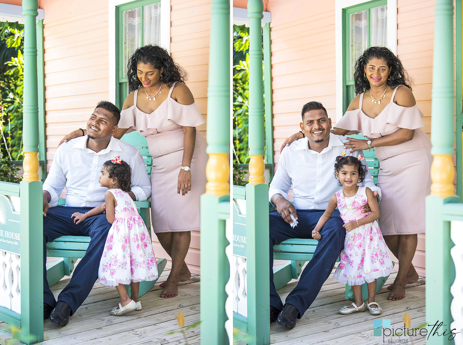 This beautiful little two year old celebrated with family portraits at The Cayman Islands Botanical Park by Heather Holt Photography with Picture This Studios