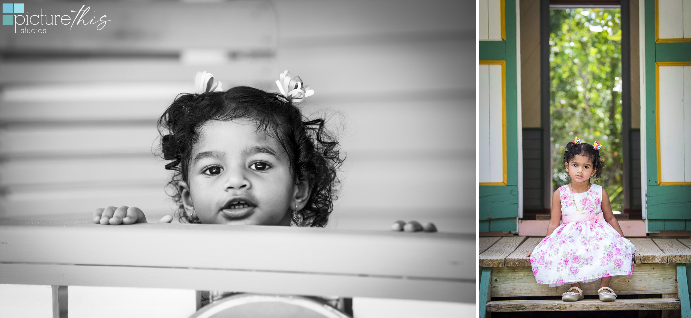 This beautiful little two year old celebrated with family portraits at The Cayman Islands Botanical Park by Heather Holt Photography with Picture This Studios