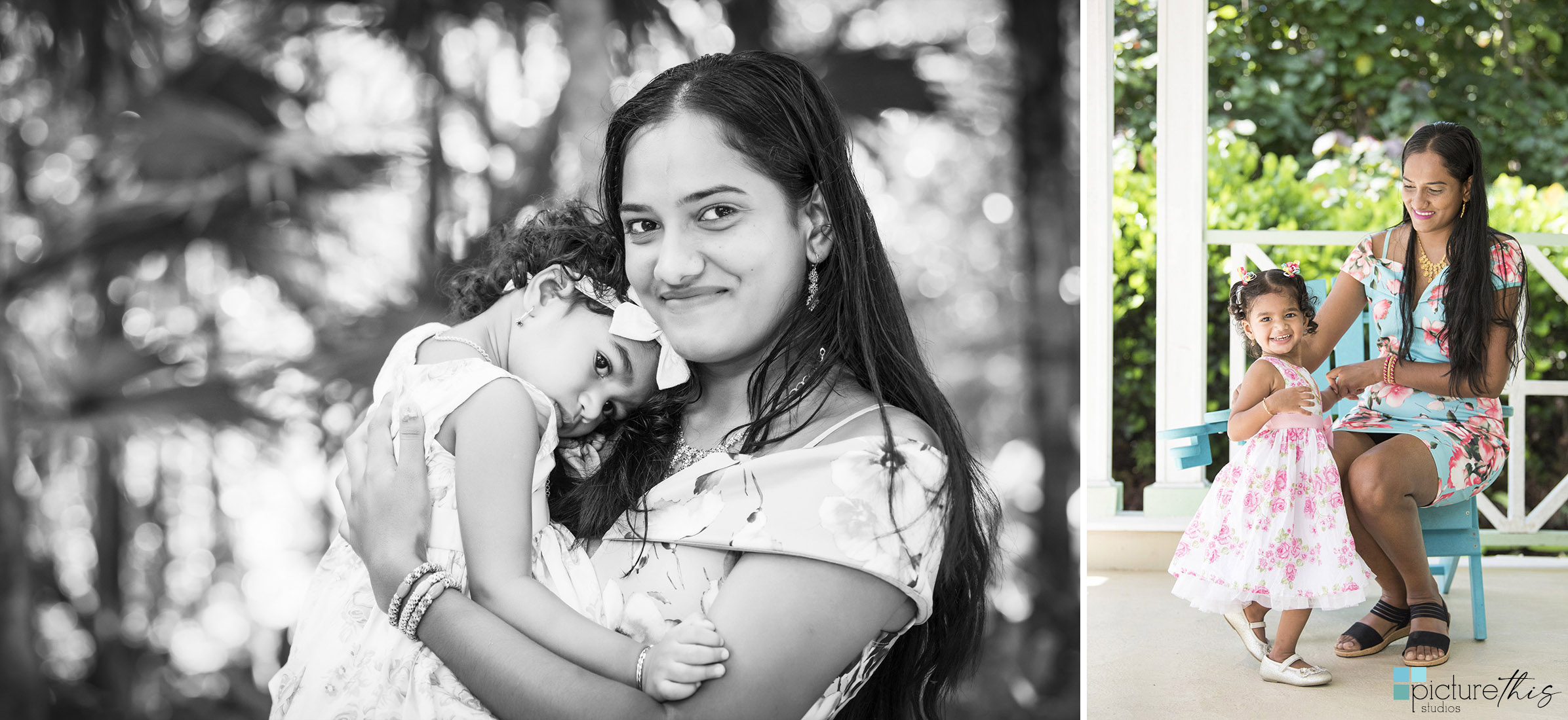 This beautiful little two year old celebrated with family portraits at The Cayman Islands Botanical Park by Heather Holt Photography with Picture This Studios